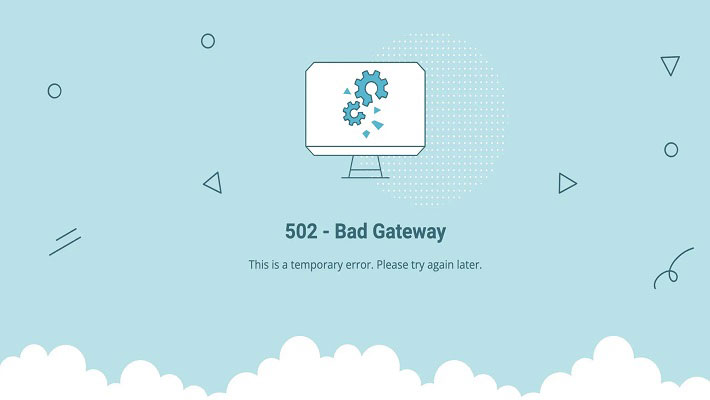 صفحه شخصی‌سازی شده خطای 502 Bad Gateway