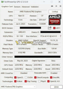 مشخصات فنی Radeon RX 7600 در یک اسکرین‌شات GPU-Z فاش شد
